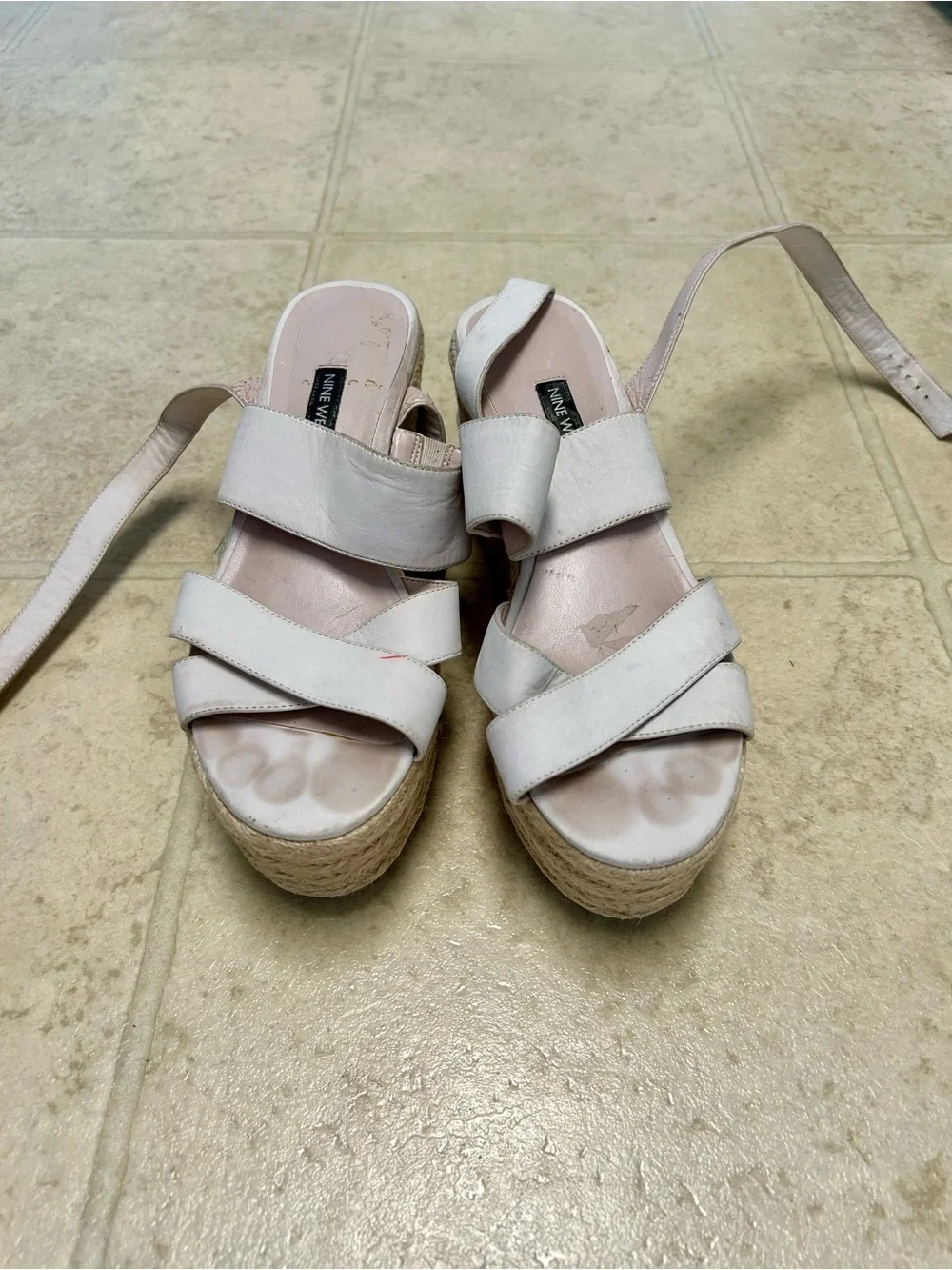 Nine West Ivory Espadrille Wedge Sandals Slingback Women’s Size 8